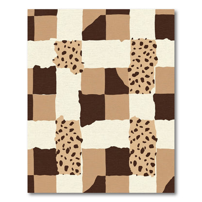 Earthy Tone Patchwork Animal Print Rug