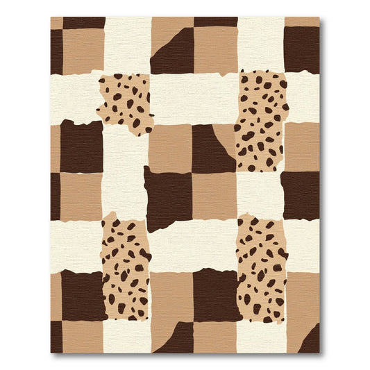 Earthy Tone Patchwork Animal Print Rug