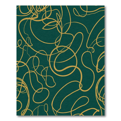Deep Teal Gold Abstract Swirl Rug