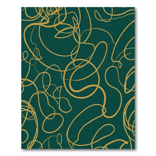 Deep Teal Gold Abstract Swirl Rug