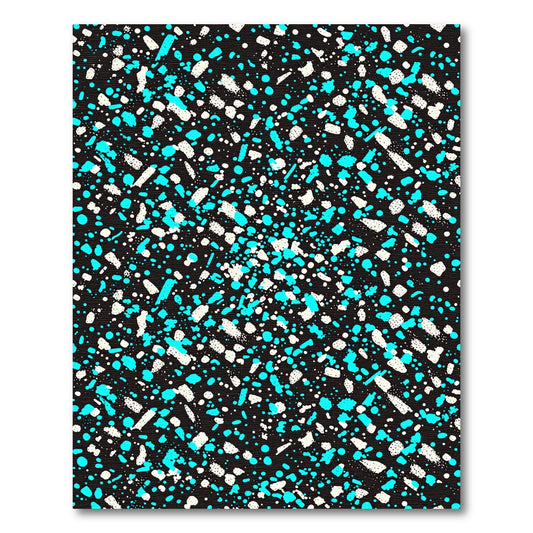 Black Teal White Speckled Splash Rug