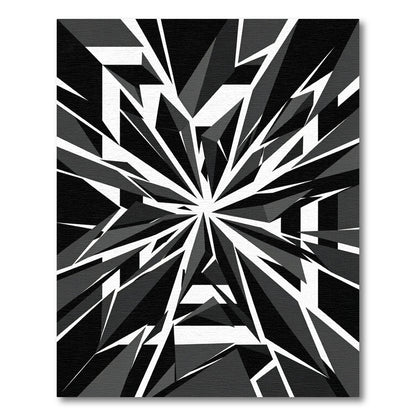 Monochrome Abstract Geometric Starburst Rug