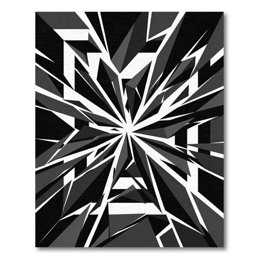 Monochrome Abstract Geometric Starburst Rug