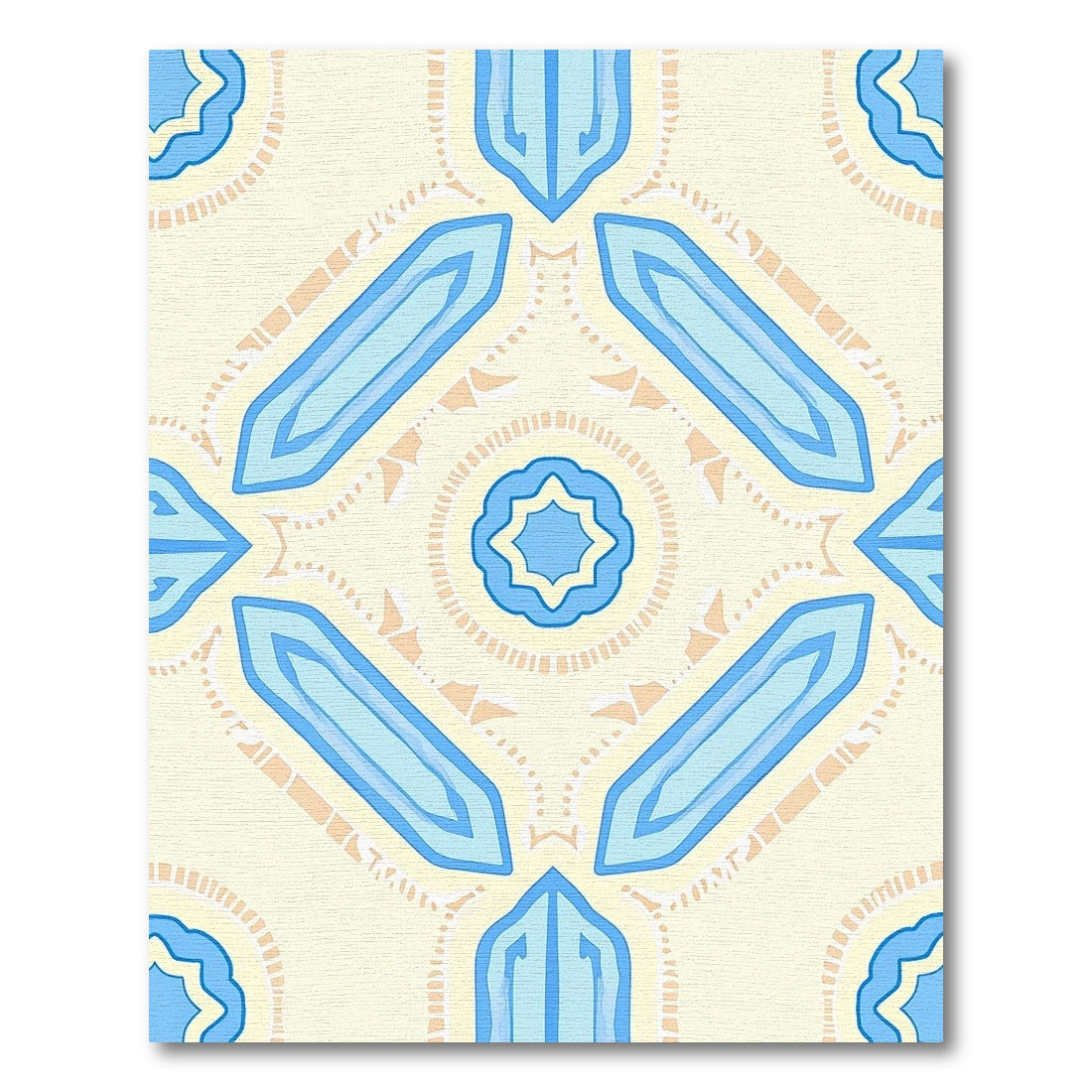 Light Yellow Blue Geometric Symmetry Rug
