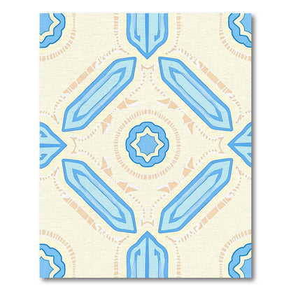 Light Yellow Blue Geometric Symmetry Rug