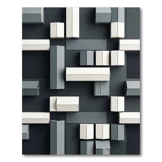 Modern Geometric Architectural Buildings Rug