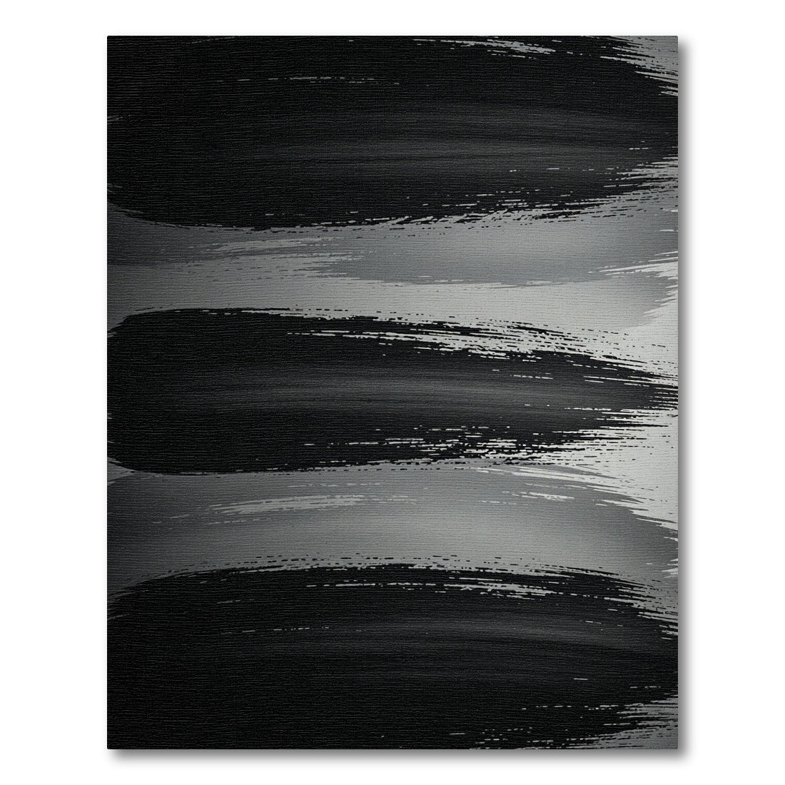 Modern Minimalist Black Brush Stroke Rug