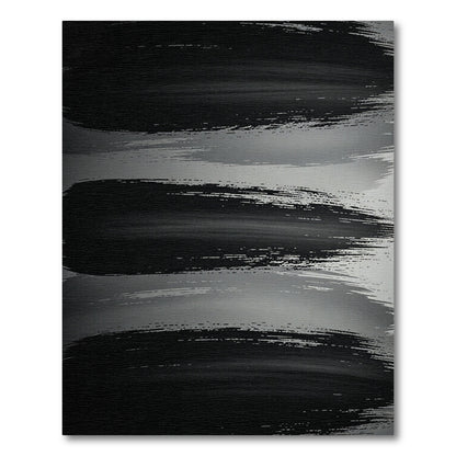 Modern Minimalist Black Brush Stroke Rug