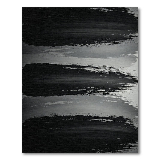 Modern Minimalist Black Brush Stroke Rug