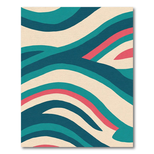 Retro Teal Cream Coral Wave Rug