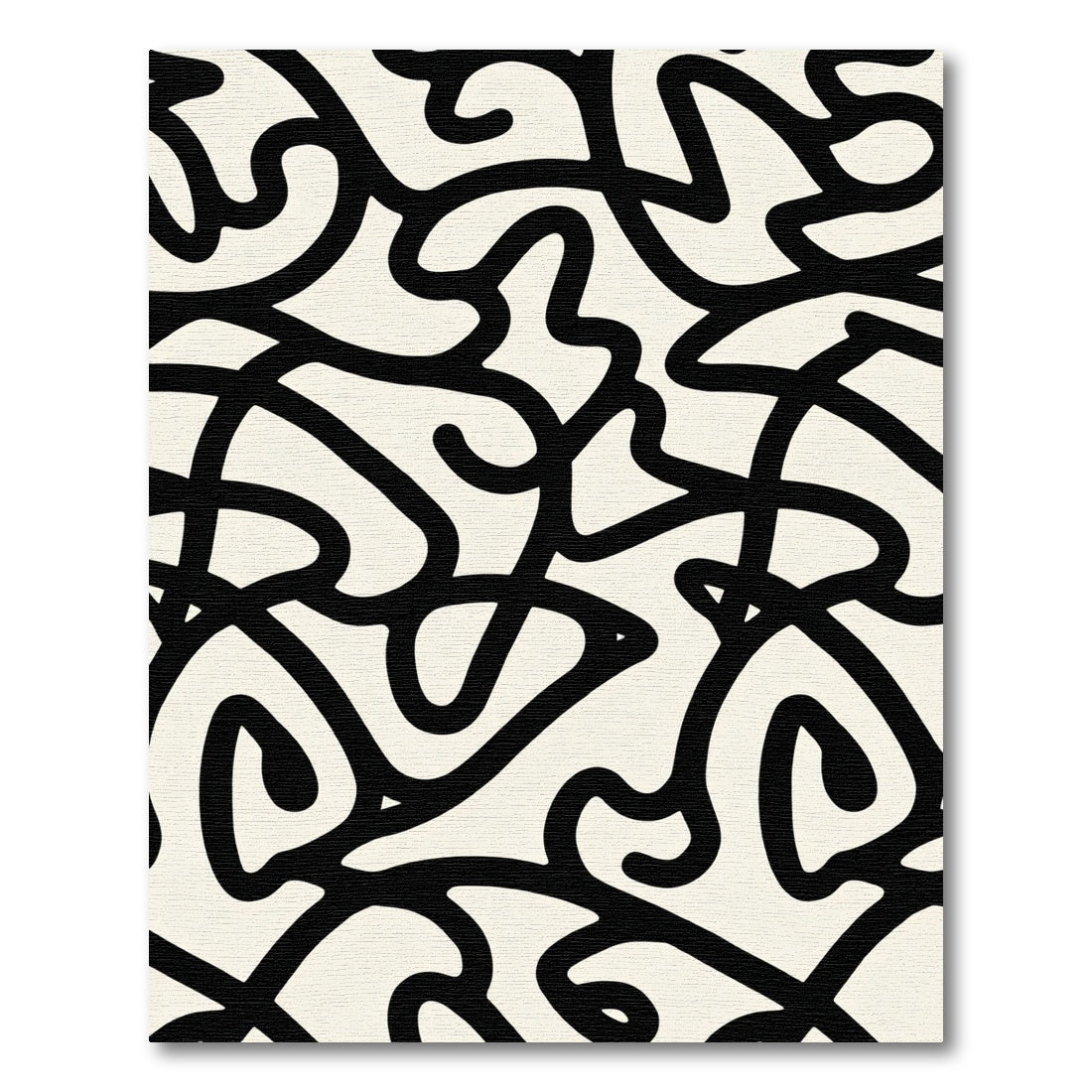 Bold Black Organic Line Art Rug