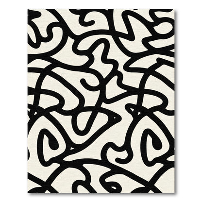 Bold Black Organic Line Art Rug