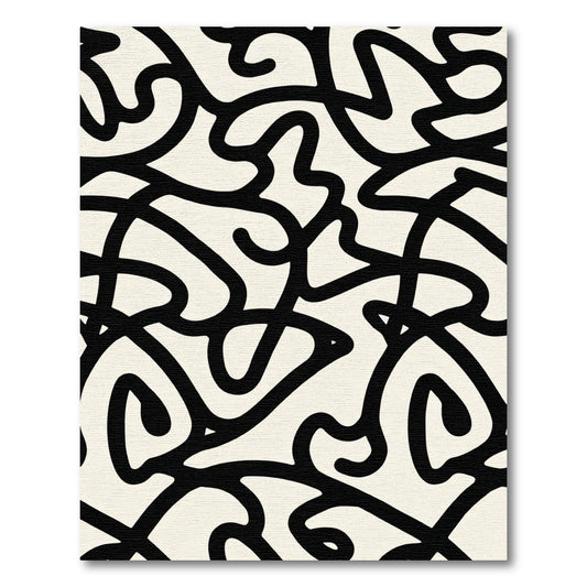 Bold Black Organic Line Art Rug