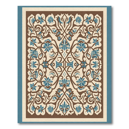 Brown Blue Scrolling Floral Harmony Rug