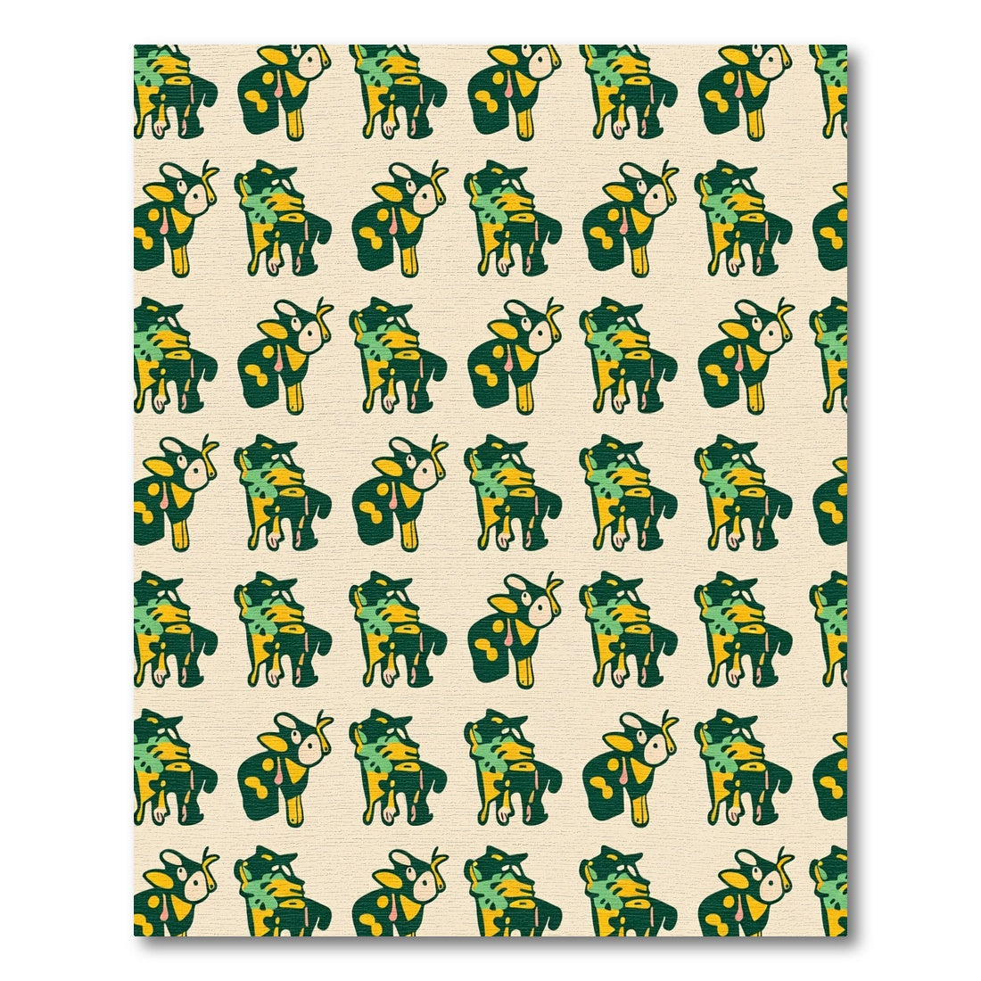 Whimsical Cow Print Green Yellow Rug