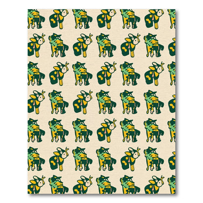Whimsical Cow Print Green Yellow Rug