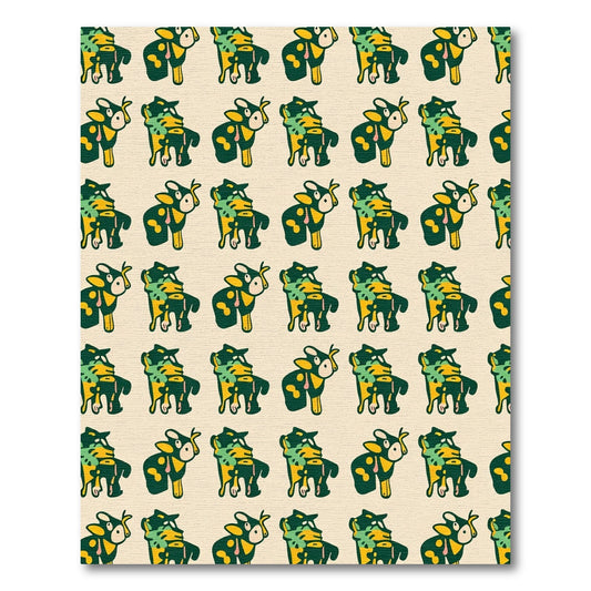 Whimsical Cow Print Green Yellow Rug