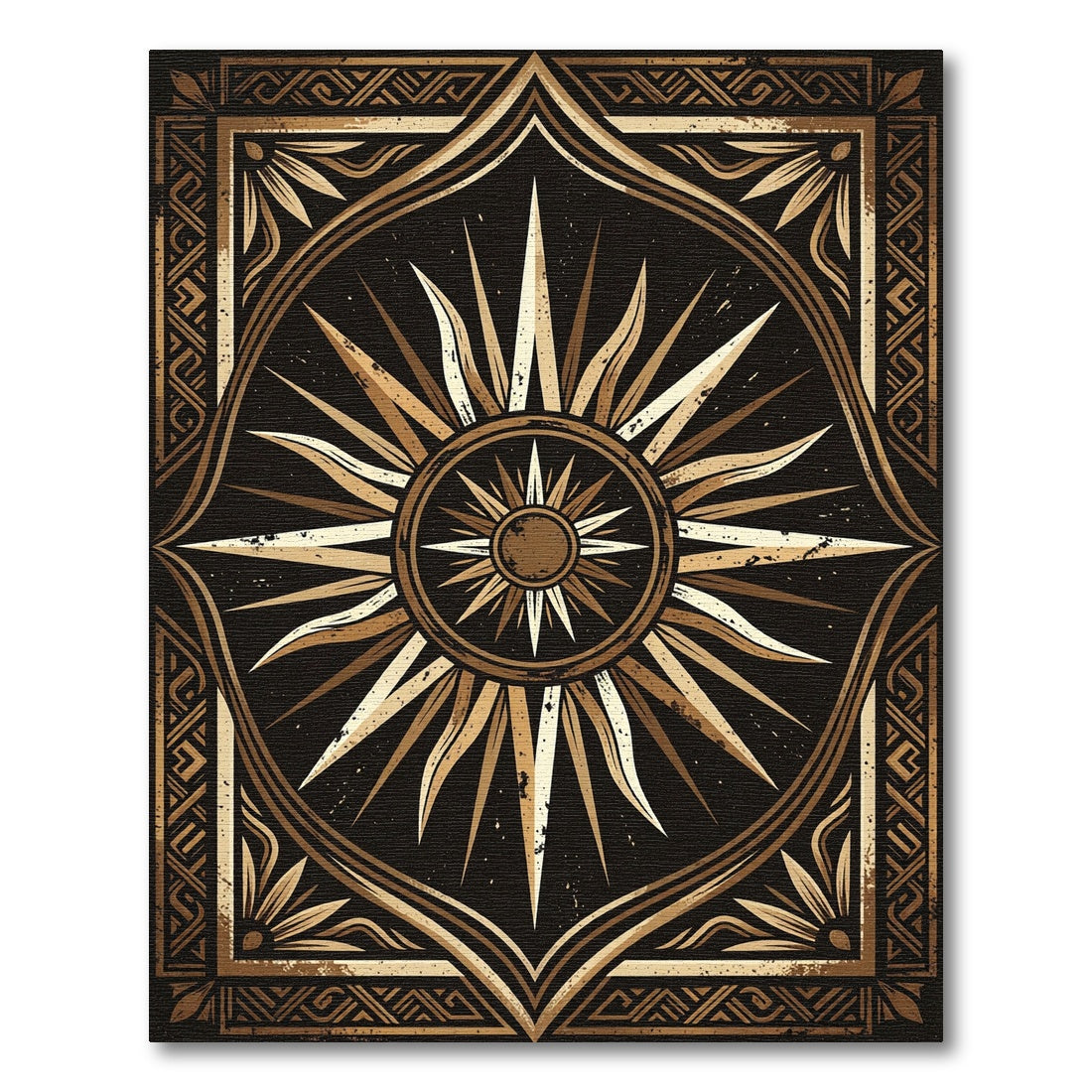 Celestial Gold Sunburst Embellished Rug
