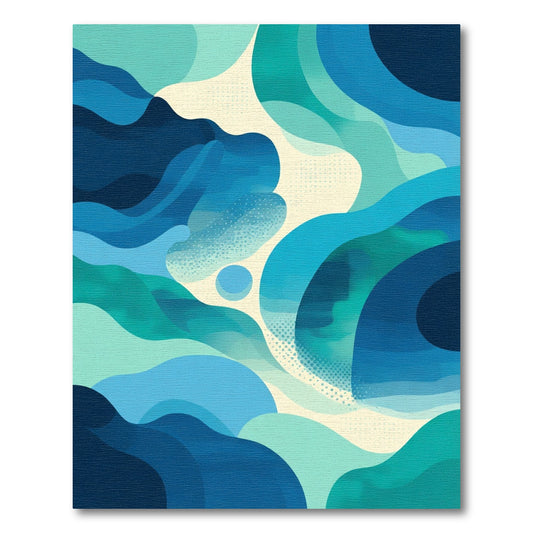 Deep Blue Aqua Abstract Ocean Waves Rug