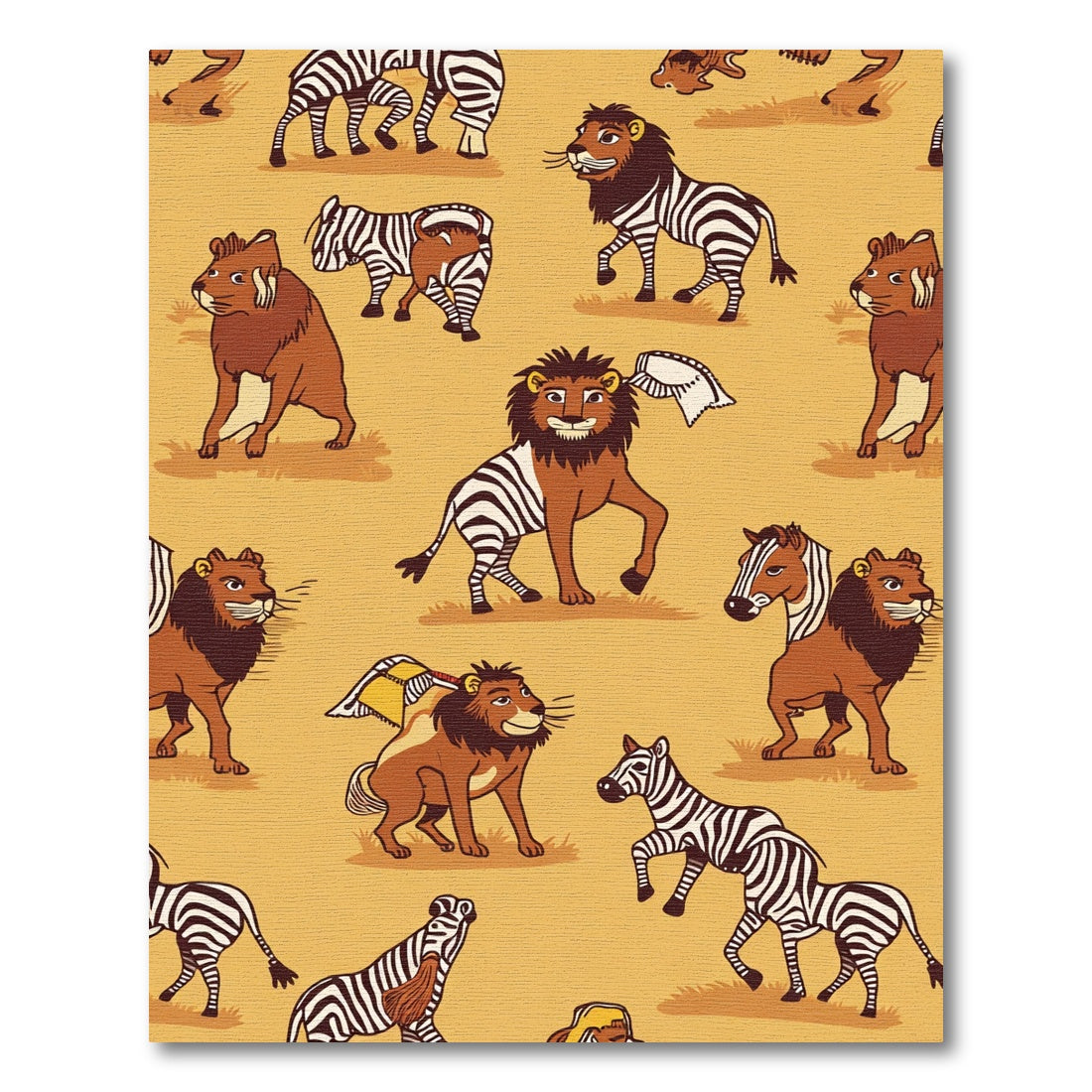 Whimsical Lion Zebra Savannah Playground Rug
