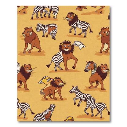 Whimsical Lion Zebra Savannah Playground Rug