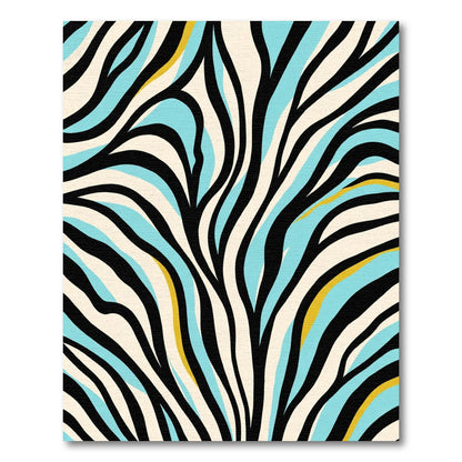 Bold Blue Yellow Zebra Stripe Flow Rug