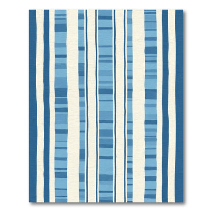 Coastal Blue Cream Striped Rug