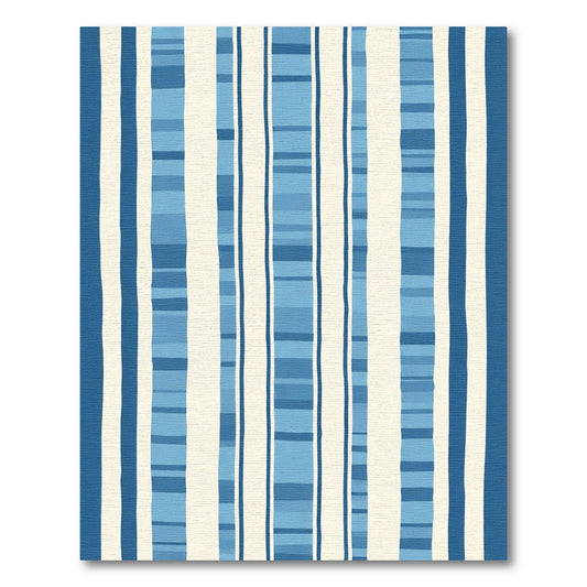 Coastal Blue Cream Striped Rug
