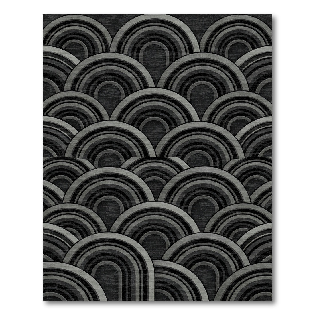 Art Deco Gray Concentric Arches Rug
