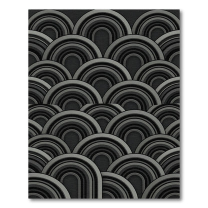 Art Deco Gray Concentric Arches Rug
