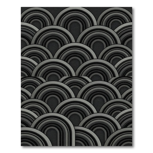 Art Deco Gray Concentric Arches Rug