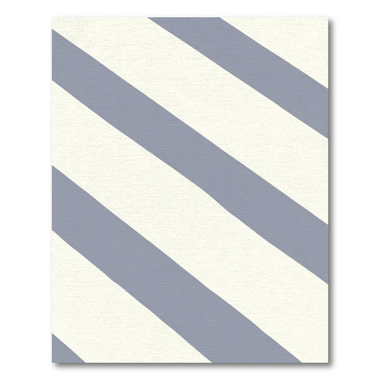 Classic Blue Cream Diagonal Stripe Rug