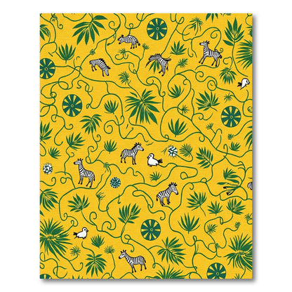 Golden Jungle Zebras And Vines Rug