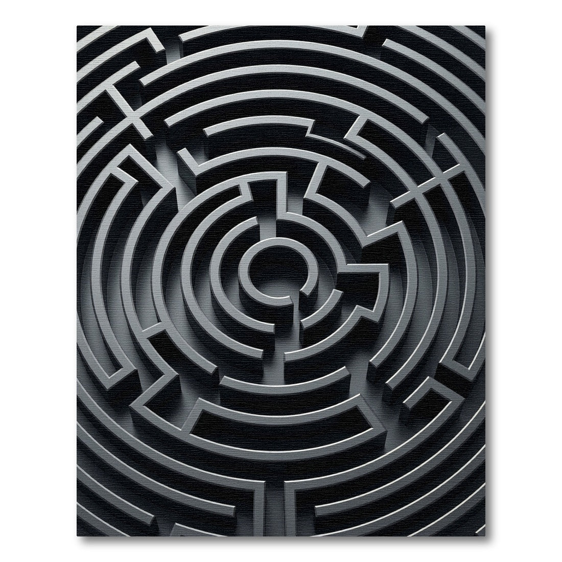 Minimalist Charcoal Geometric Labyrinth Rug