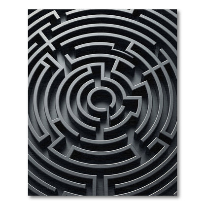 Minimalist Charcoal Geometric Labyrinth Rug