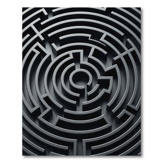 Minimalist Charcoal Geometric Labyrinth Rug