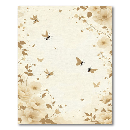 Cream Pastel Floral Butterfly Garden Rug