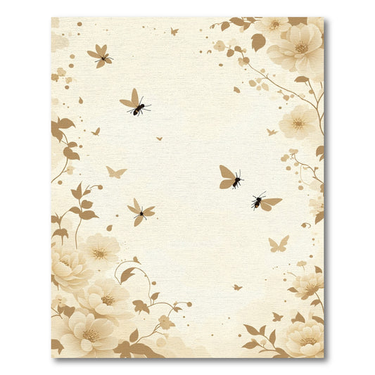 Cream Pastel Floral Butterfly Garden Rug
