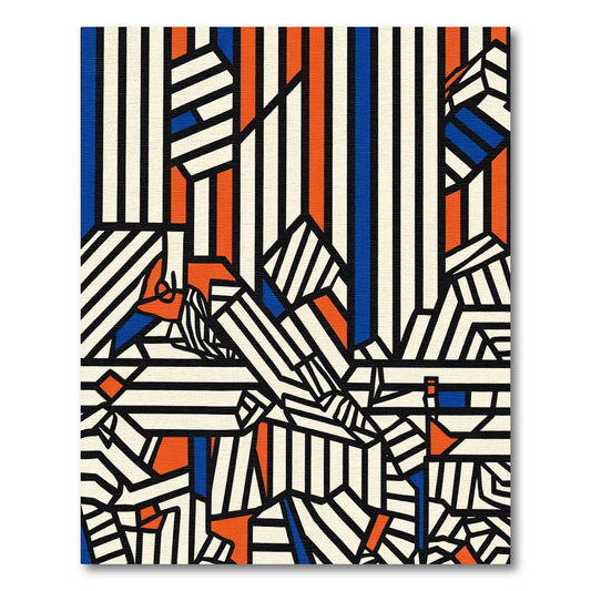 Bold Geometric Stripes with Orange Accents Rug