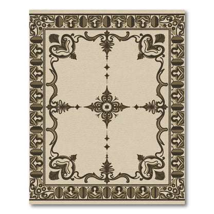 Brown and Beige Scrollwork Medallion Rug