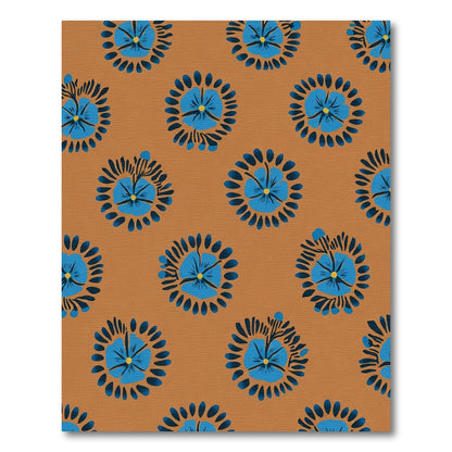 Blue Sunburst Floral Ochre Rug