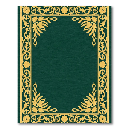 Ornate Gold Floral Border Rug