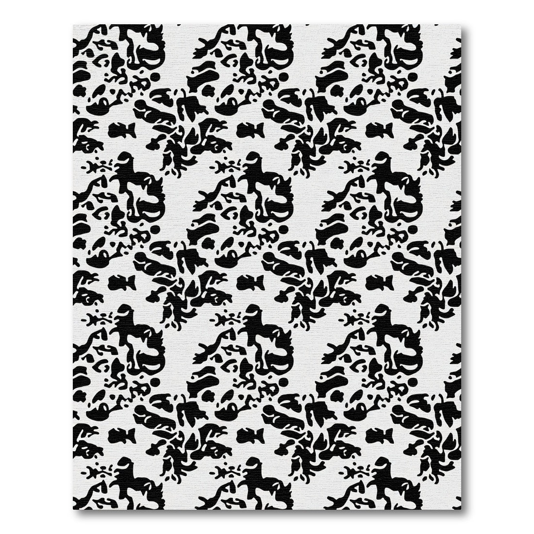 Black White Stylized Animal Collage Rug
