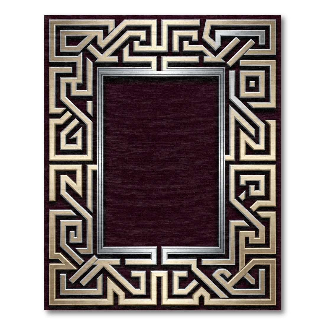 Metallic Gold Silver Geometric Maze Rug