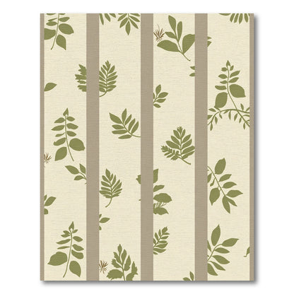 Olive Green Leafy Stripes Rug