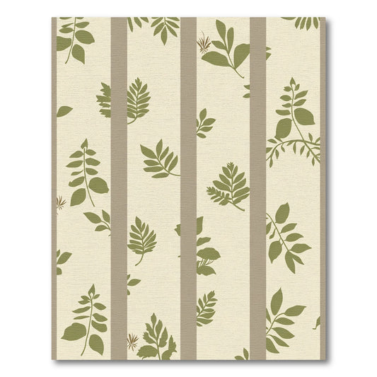 Olive Green Leafy Stripes Rug