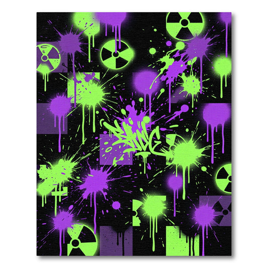 Neon Radioactive Splatter Graffiti Art Rug