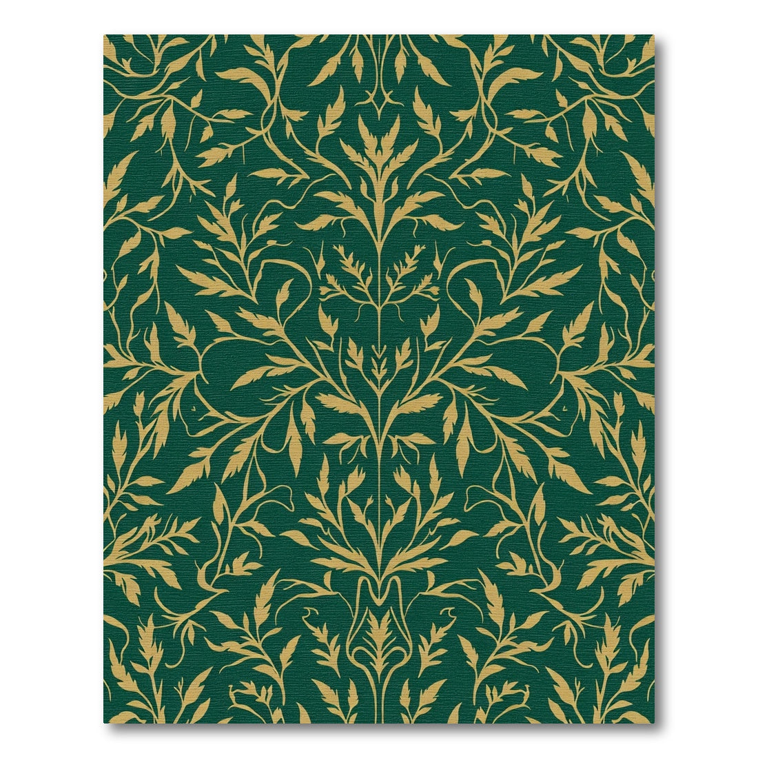 Emerald Gold Forest Floral Vine Rug