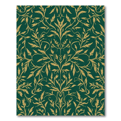 Emerald Gold Forest Floral Vine Rug
