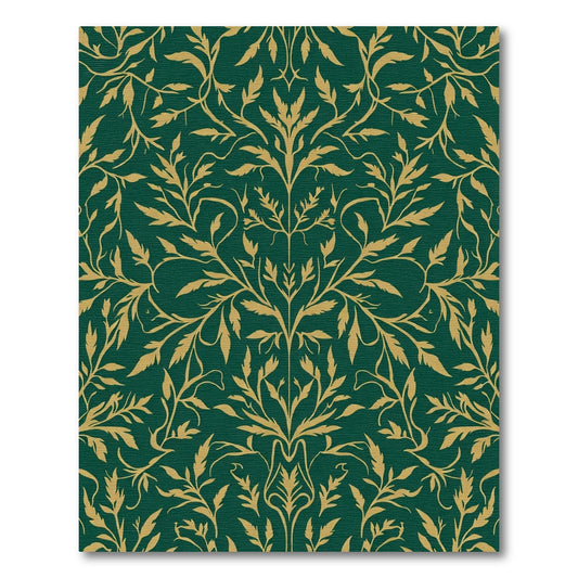 Emerald Gold Forest Floral Vine Rug